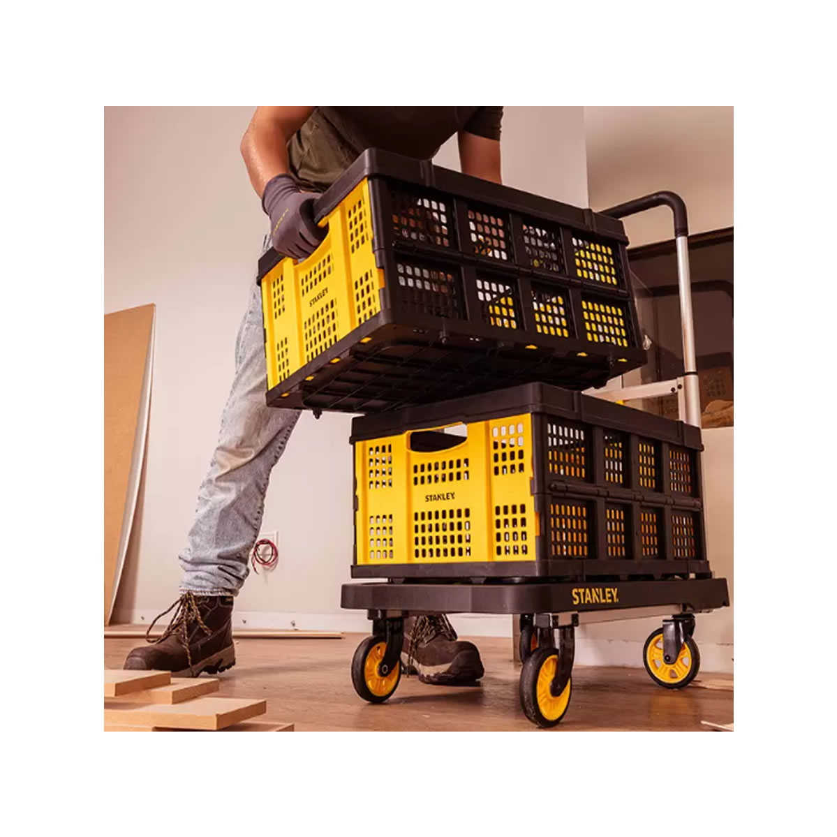 Carretilla Plataforma Plegable+Canastilla Multiusos Stanley