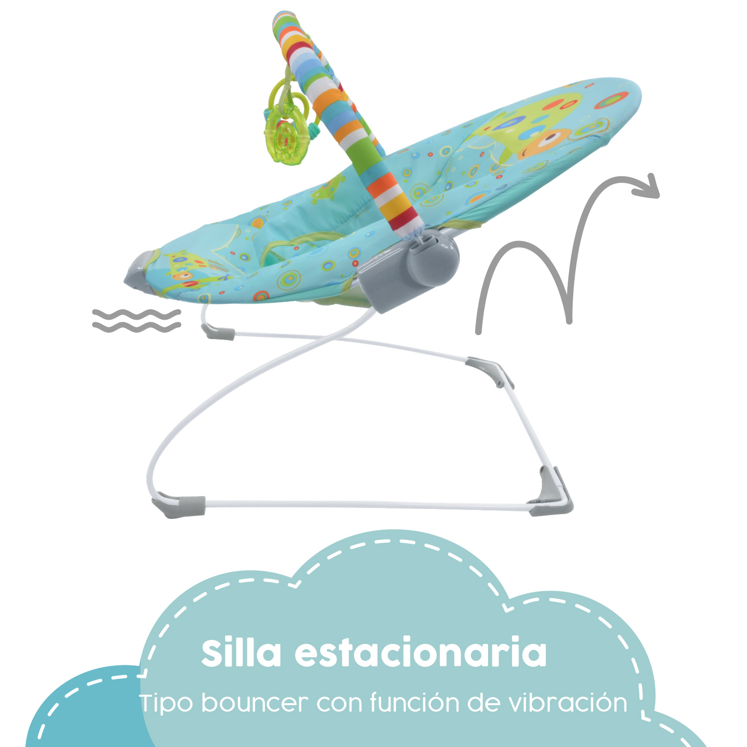 Bouncer Azul Silla Mecedora Vibradora Para Bebe Portatil Juguetes