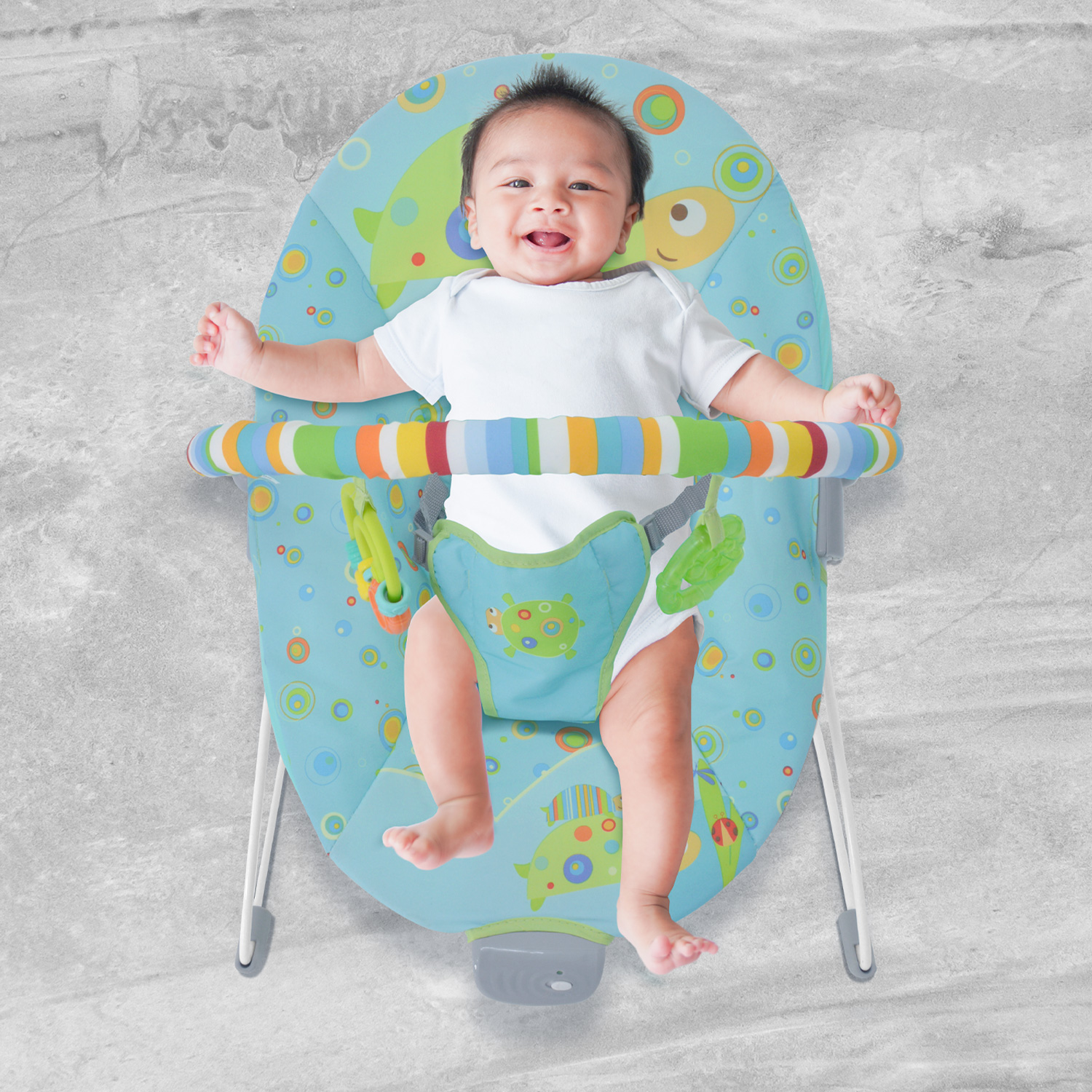 Bouncer Azul Silla Mecedora Vibradora Para Bebe Portatil Juguetes