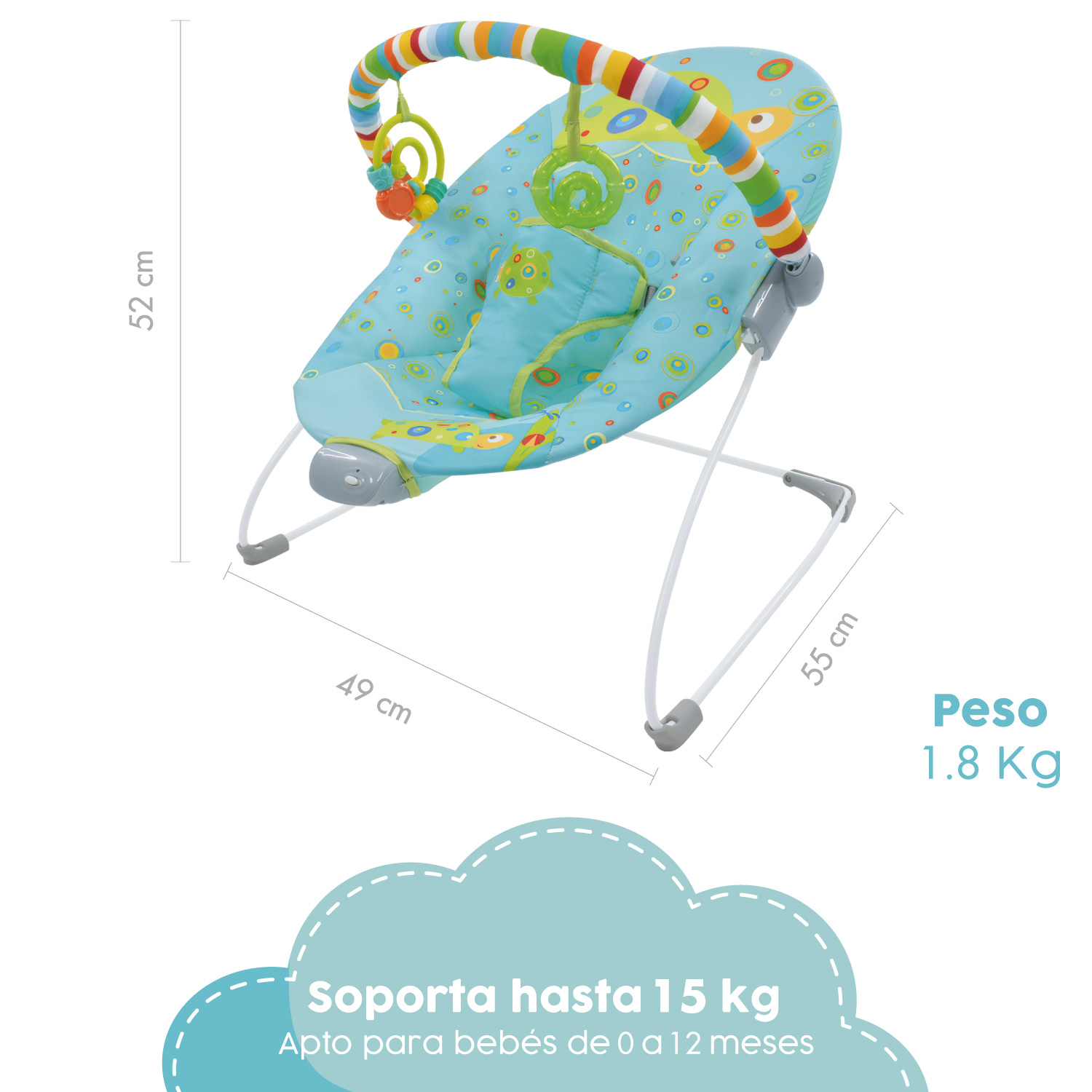 Bouncer Azul Silla Mecedora Vibradora Para Bebe Portatil Juguetes
