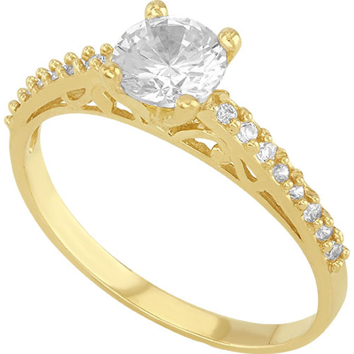 Anillo Solitario 4 Uñas Delgado Con Zirconias Elaborado En Oro De 10 K