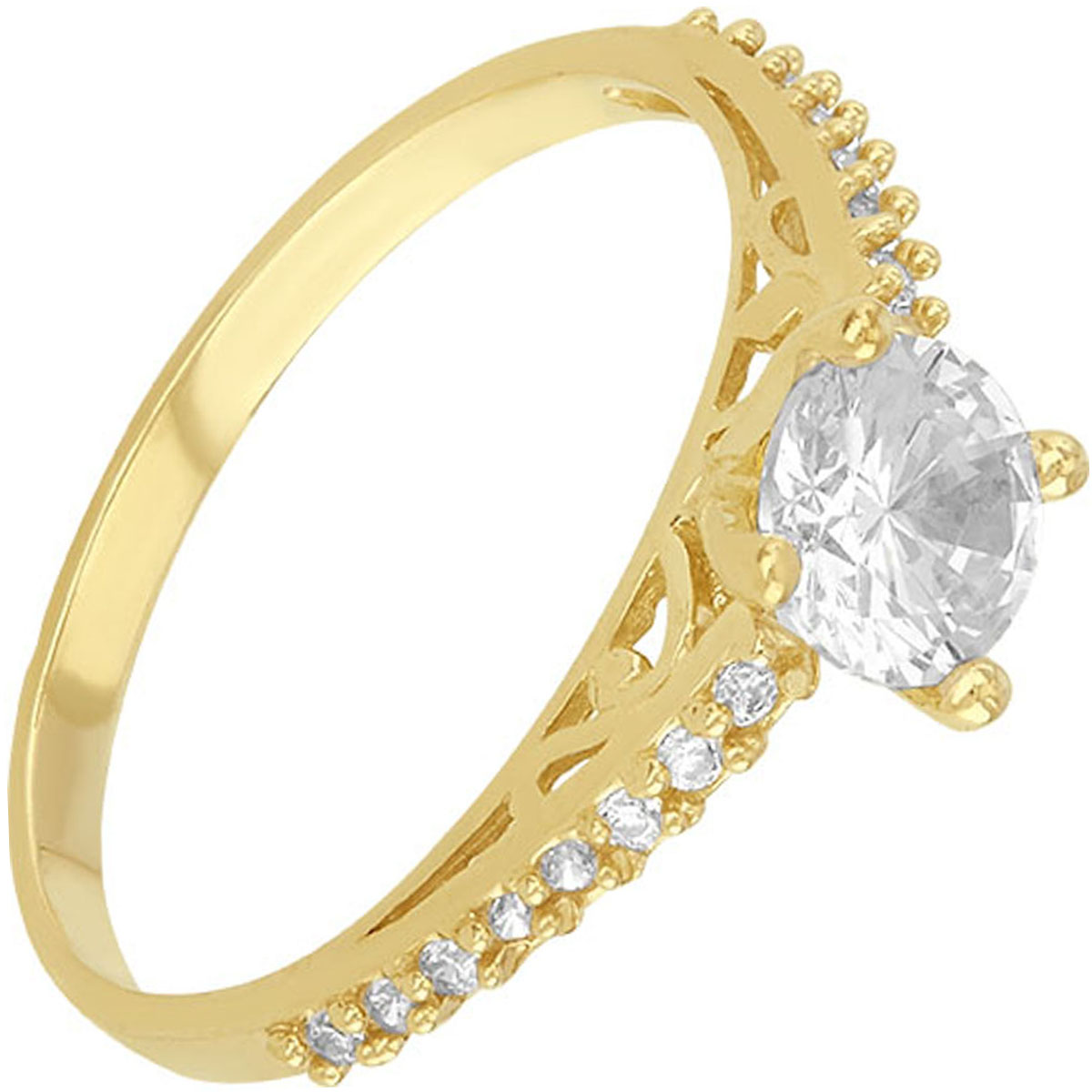 Anillo Solitario 4 Uñas Delgado Con Zirconias Elaborado En Oro De 10 K