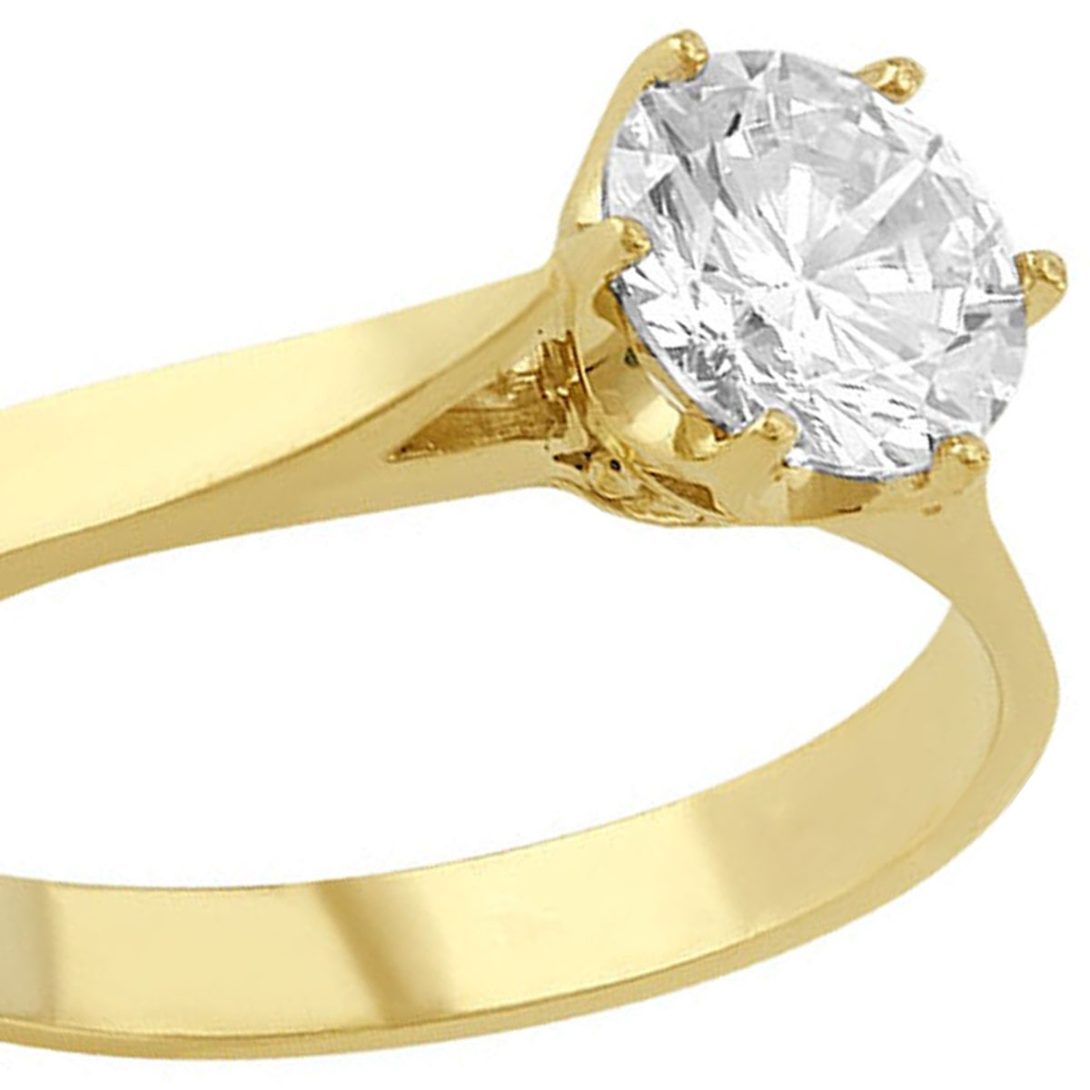 Anillo Solitario 4 Uñas Delgado Con Zirconias Elaborado En Oro De 10 K