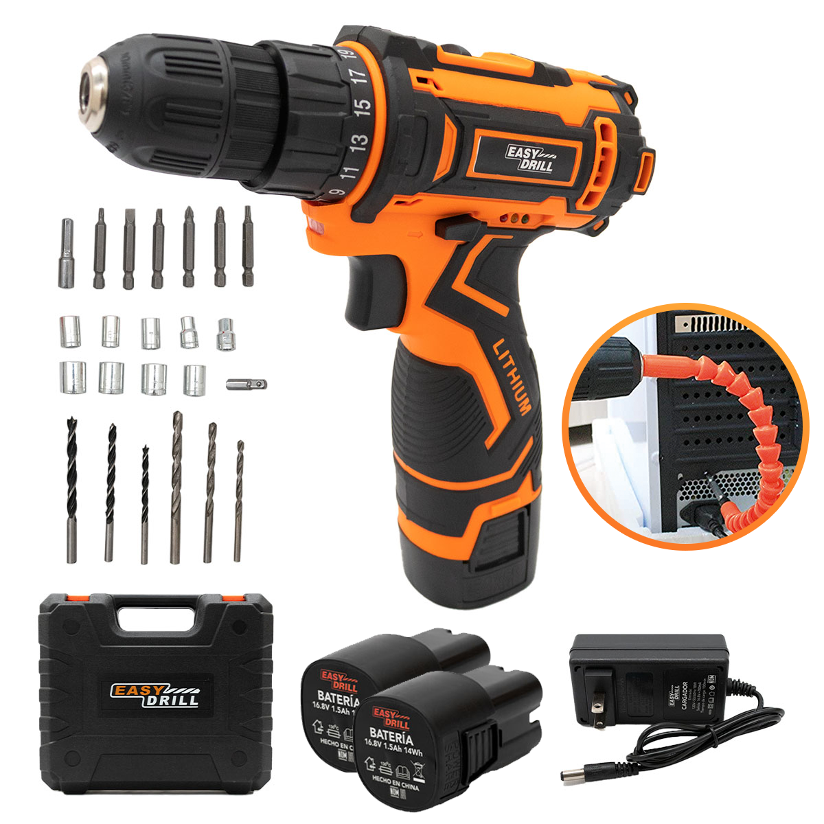 Taladro Atornillador Inalambrico 16.8v Recargable Eléctrico