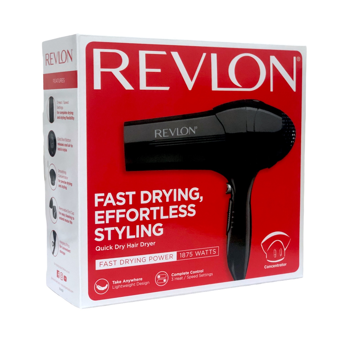 Secadora Revlon Semi Profesional Alámbrica Secado Rápido Con Concentrador 
