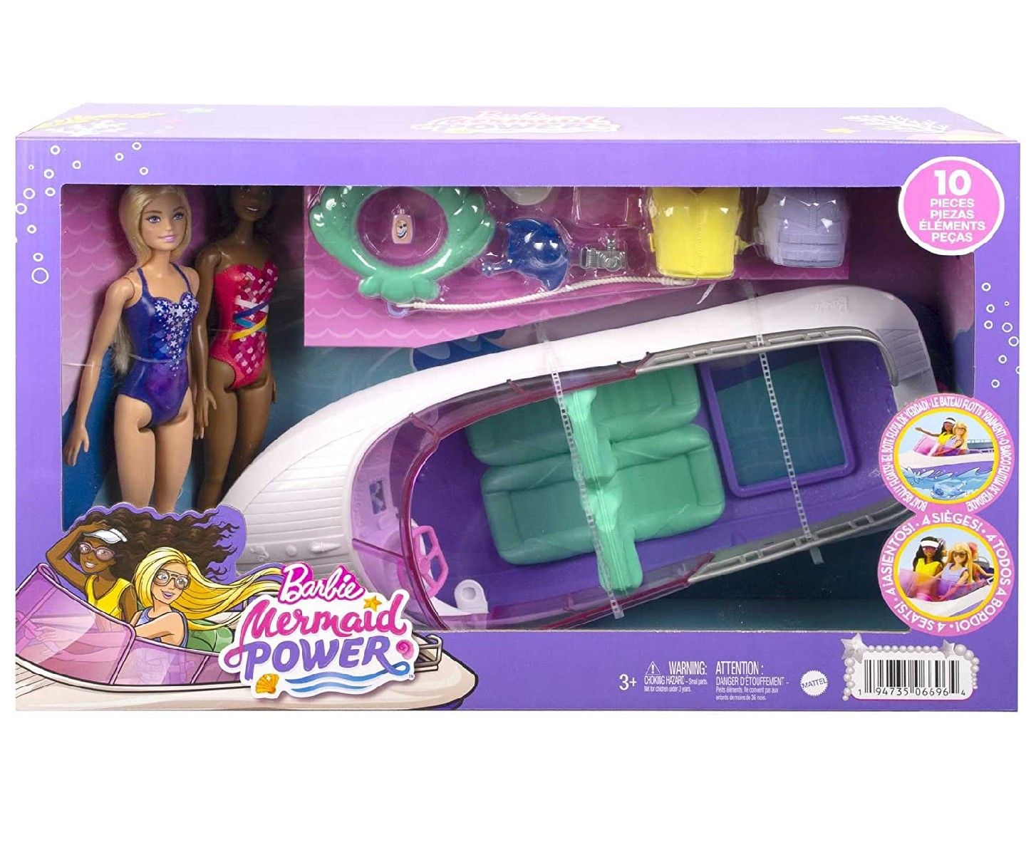 Barbie Mermaid Power Bote con Muñecas