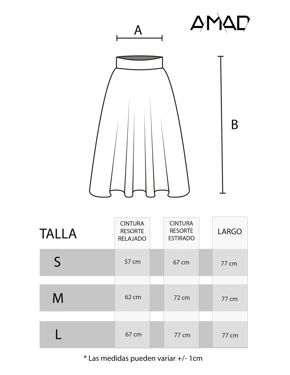 Falda midi con ondas AMAD para dama 