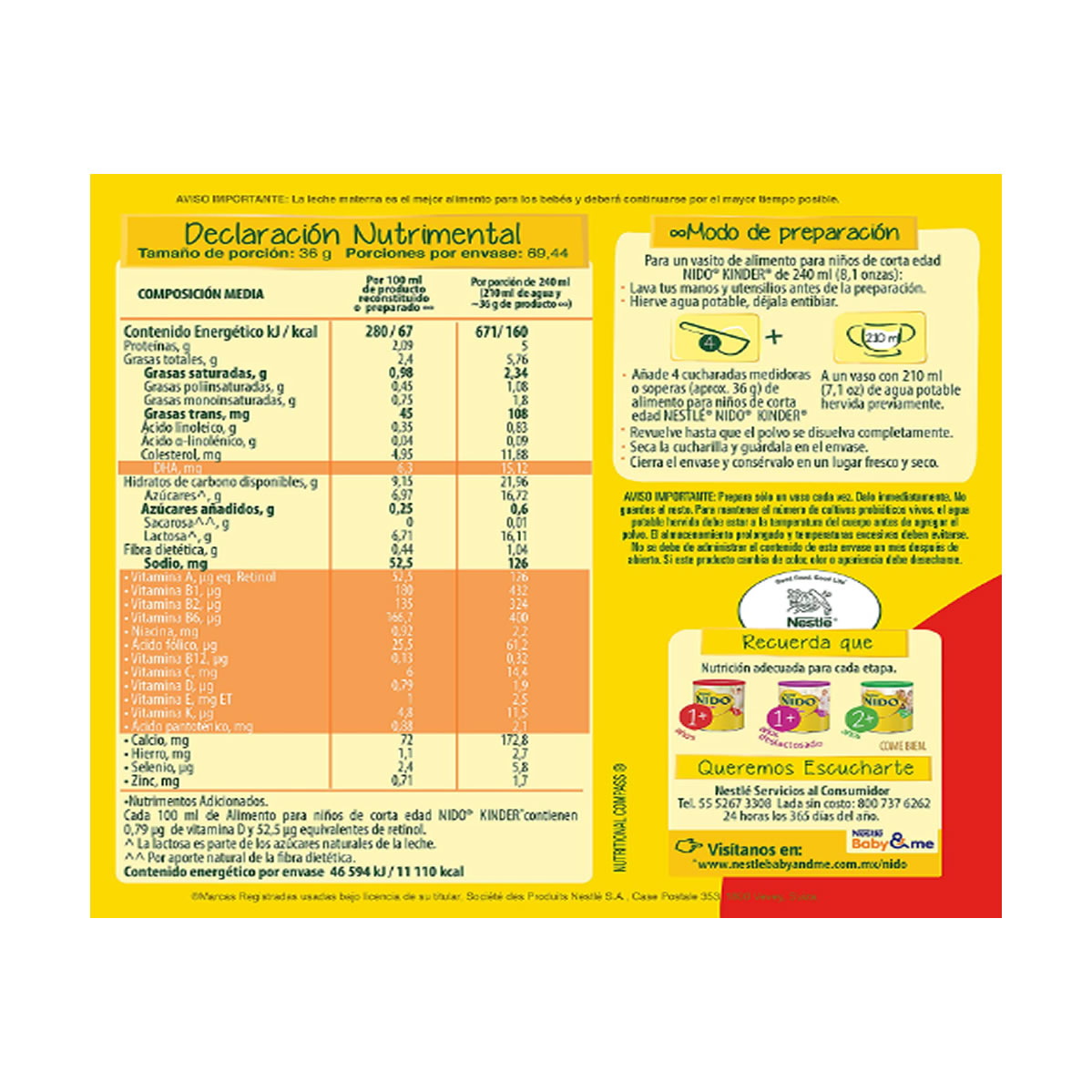 Nido Kinder Leche en Polvo 2.5 kg