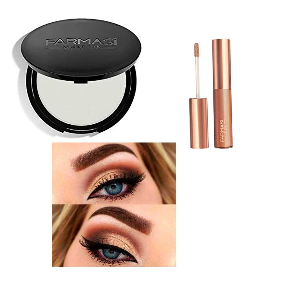 Polvo Compacto Mate Color Neutral Medium+ Sombra Liquida color Bronze Para ojos Marca Farmasi