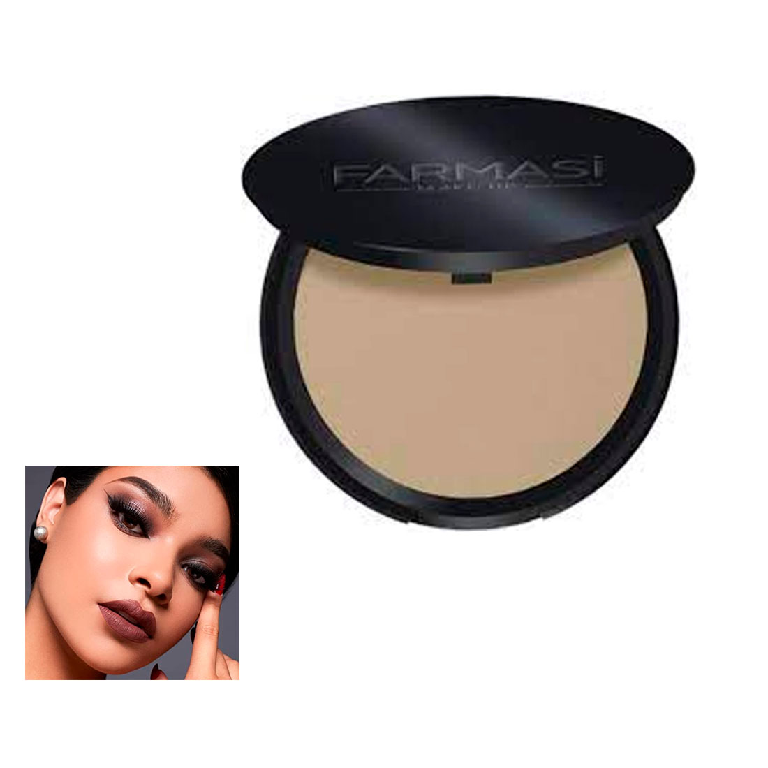 Polvo Compacto Mate Color Neutral Medium+ Sombra Liquida color Bronze Para ojos Marca Farmasi