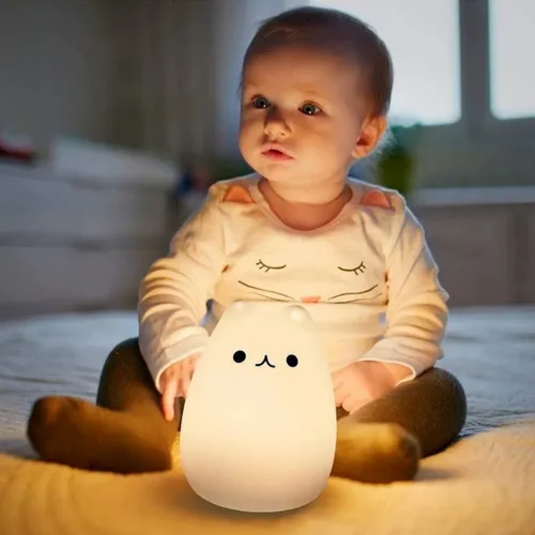 7 Colores Lampara Luz Noche Led De Gato Para Bebes Y Niños