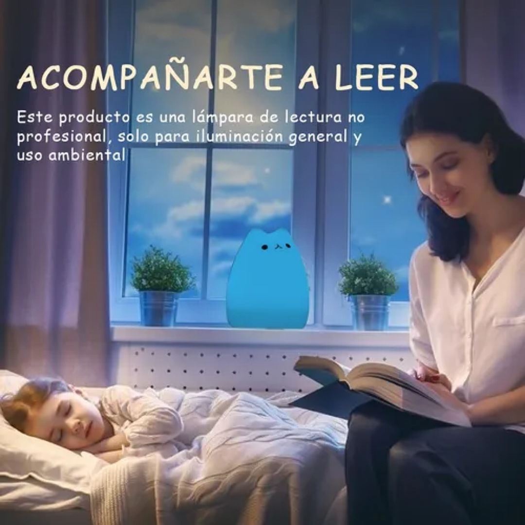 7 Colores Lampara Luz Noche Led De Gato Para Bebes Y Niños