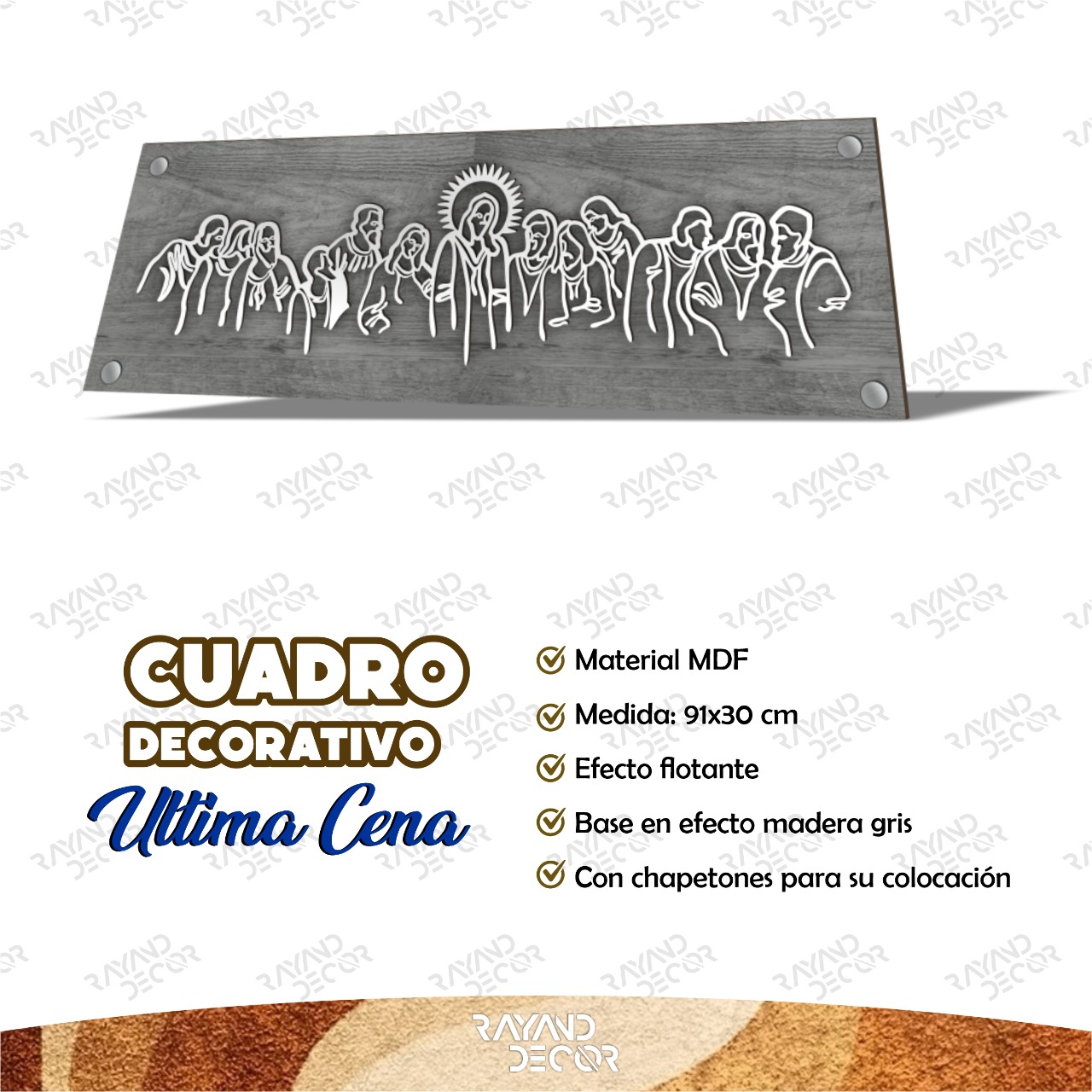 Cuadro Decorativo Ultima Cena MDF Efecto 3D