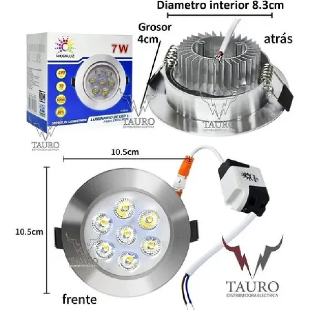 6 Pack Empotrado Plafon Led 7w Spot Dirigible Luz Blanca