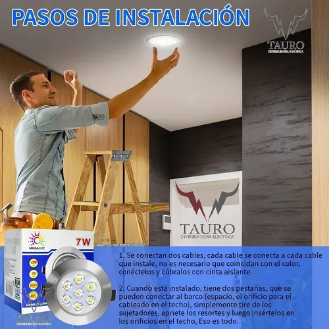 6 Pack Empotrado Plafon Led 7w Spot Dirigible Luz Blanca