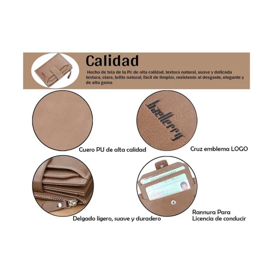Cartera Baellerry De Cuero Con Monedero Cierre Para Hombre