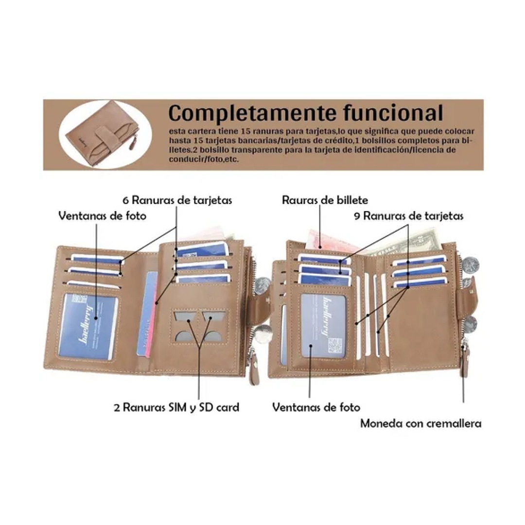 Cartera Baellerry De Cuero Con Monedero Cierre Para Hombre