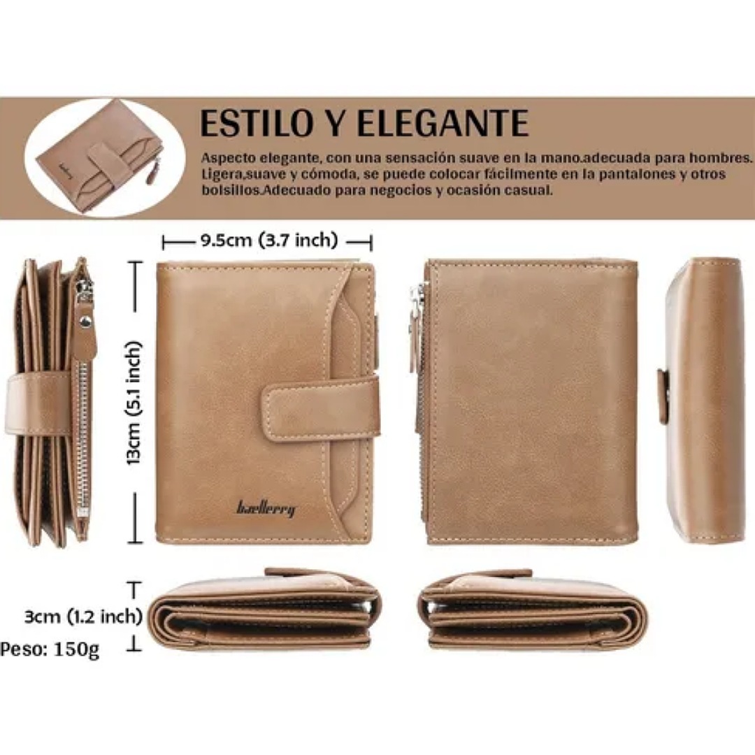 Cartera Baellerry De Cuero Con Monedero Cierre Para Hombre