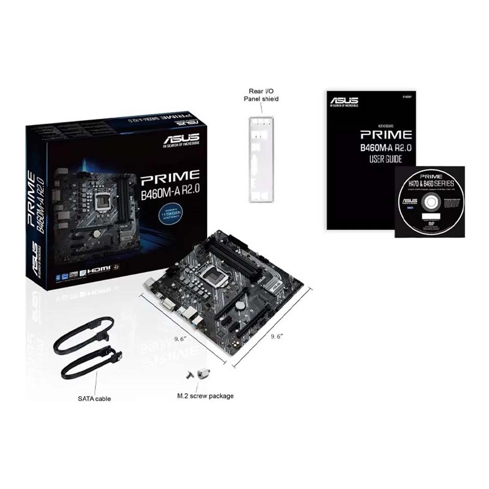 MOTHER BOARD ASUS PRIME B460M-A R2.0 LGA1200 DDR4 HDMI DVI MATX