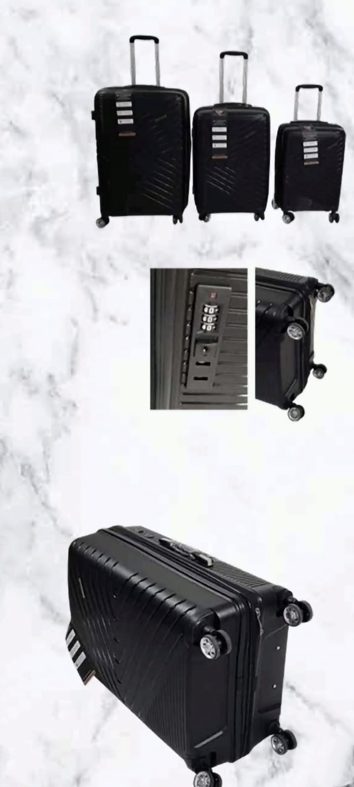 Set de 3 Maletas de viaje  de lujo Marca Travel Republic. Mod. TR-PPBLACK-01