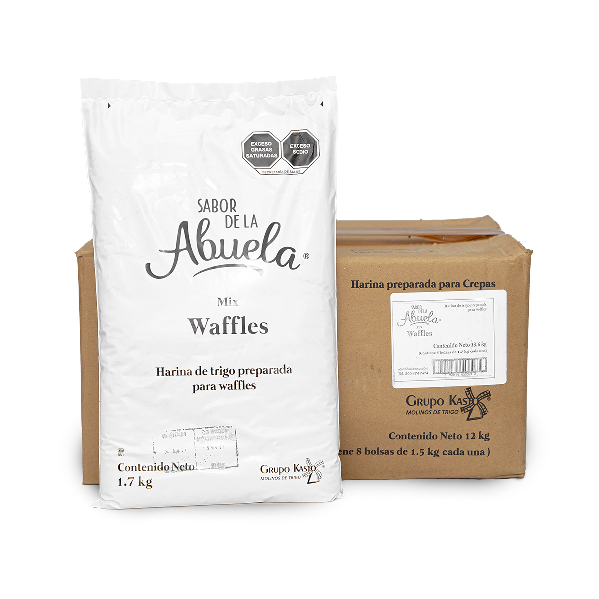 Harina De Trigo Preparada Para Waffles 13.6 k - Sabor De La Abuela (CAJA de 8 Unidades de 1.7k)