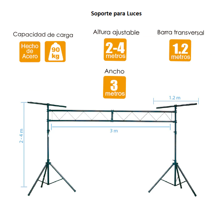 Estructura de Soporte Profesional para Luces de Equipos de Iluminación con Capacidad De 90 Kilos / MASTER / MAHM-LLSTAND