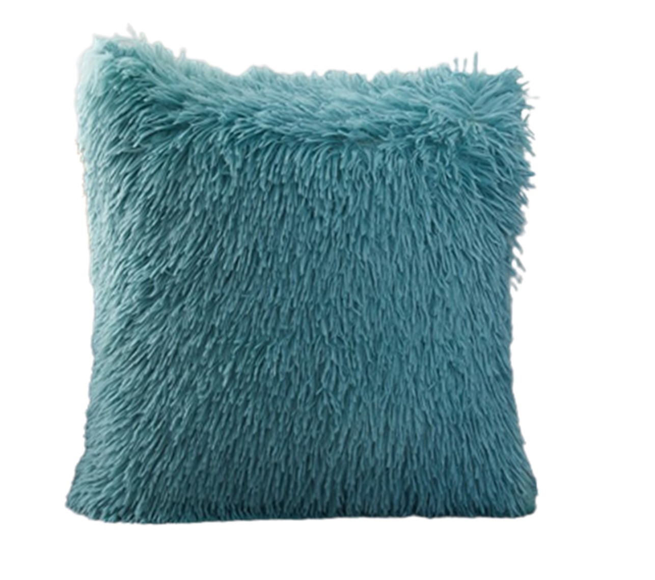 Funda De Cojín Decorativo Peluche Felpa Larga Extra Suave Turquesa