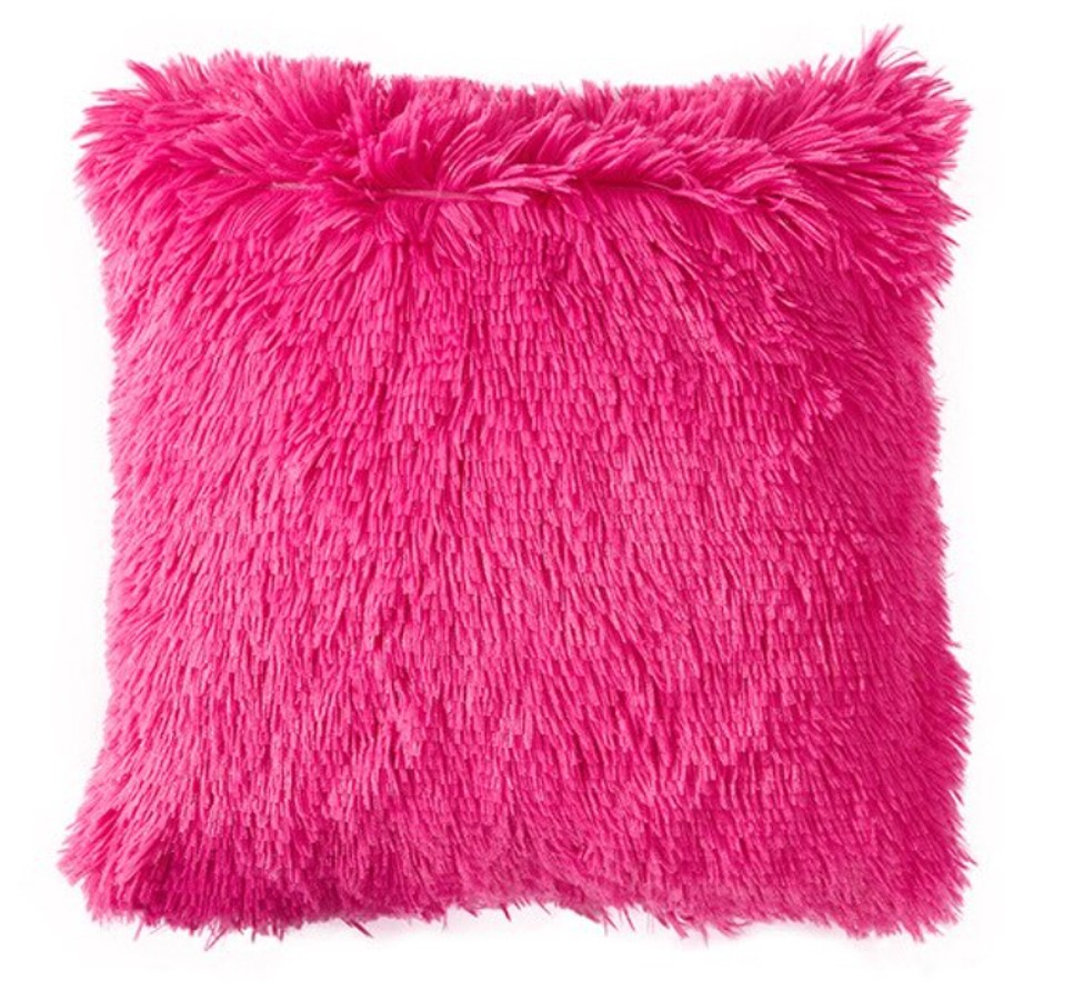 Funda De Cojín Decorativo Peluche Felpa Larga Extra Suave Rosa Chicle