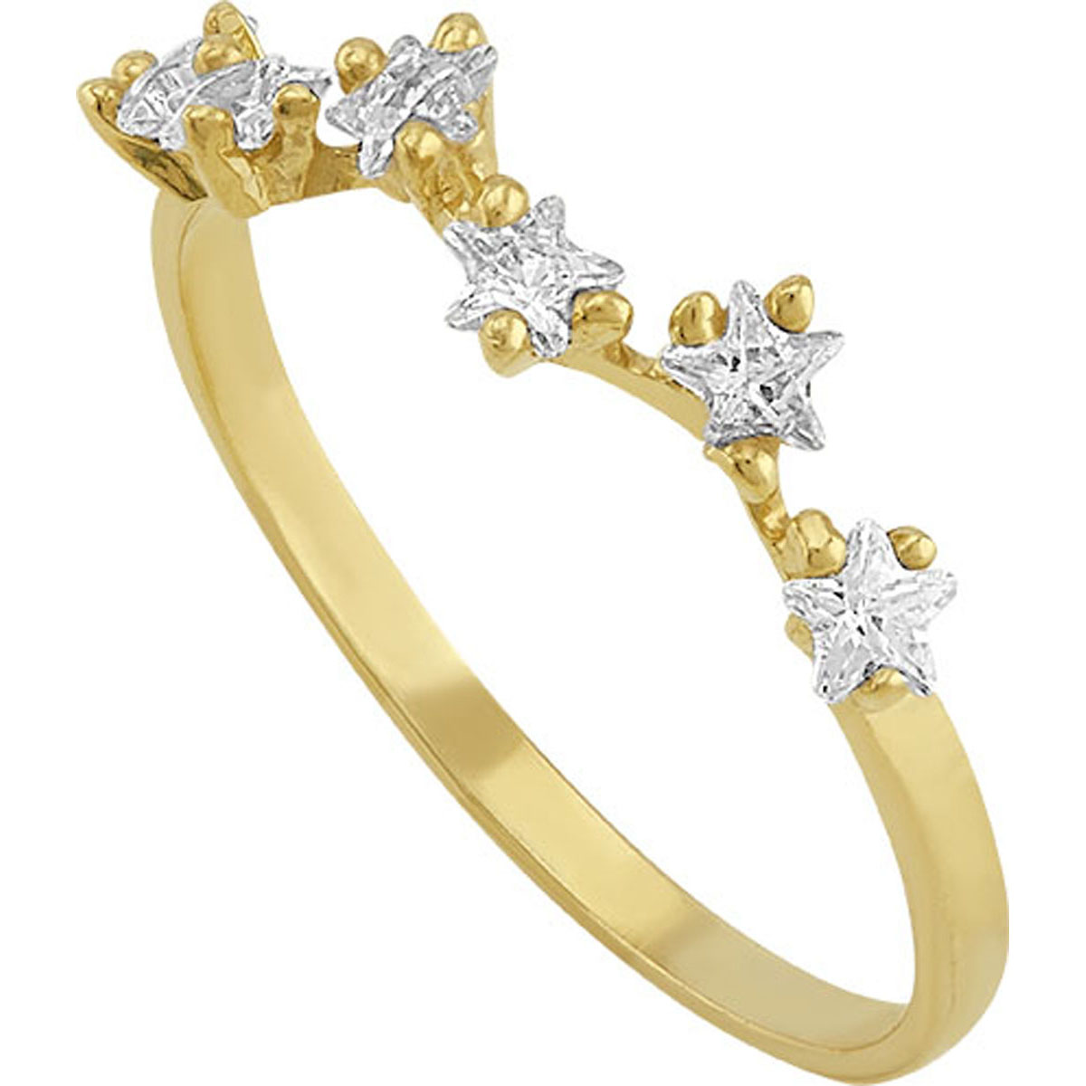 Anillo Churumbela Con Estrellas Elaborado En Oro De 10 K