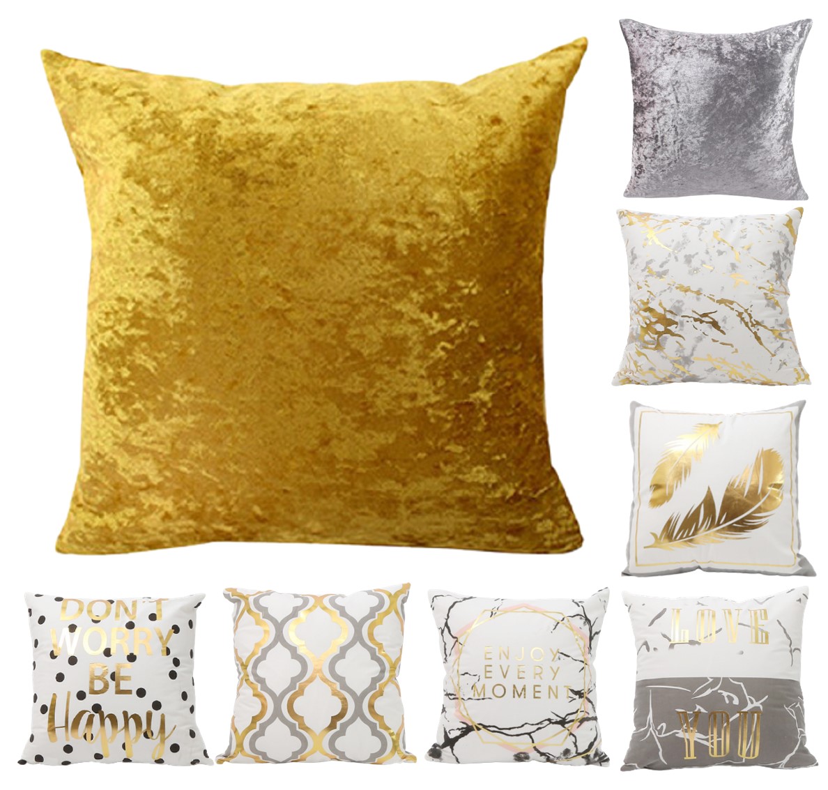 Funda Para Cojin Decorativo Minimalista Terciopelo Velvet Plumas