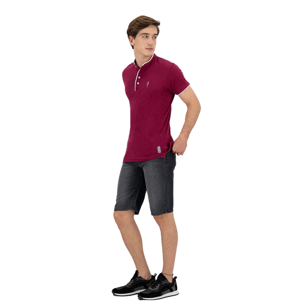 Playera Mao Slim Fit - Vino