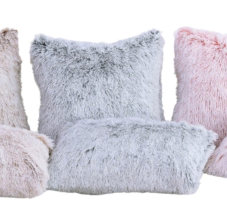 Juego 2 Fundas para Cojines Decorativos Minimalista, peluche gris