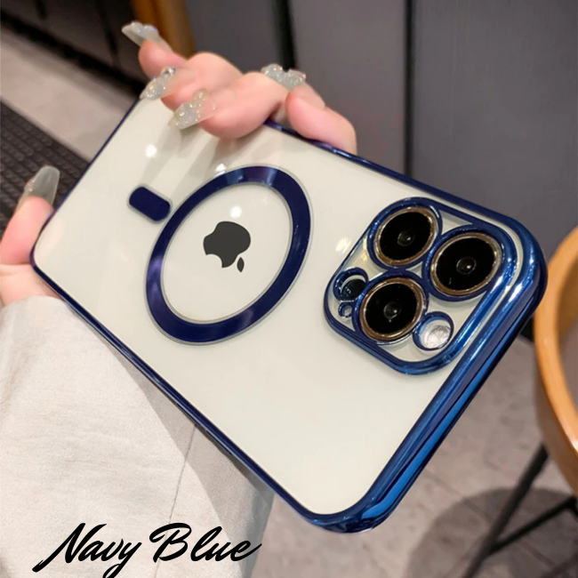 Funda magnética de carga inalámbrica para iPhone 12 y 13, Case cubierta de silicona suave, chapada de lujo, transparente.