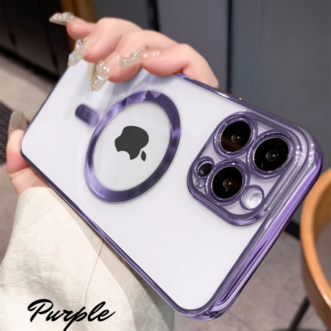 Funda magnética de carga inalámbrica para iPhone 12 y 13, Case cubierta de silicona suave, chapada de lujo, transparente.