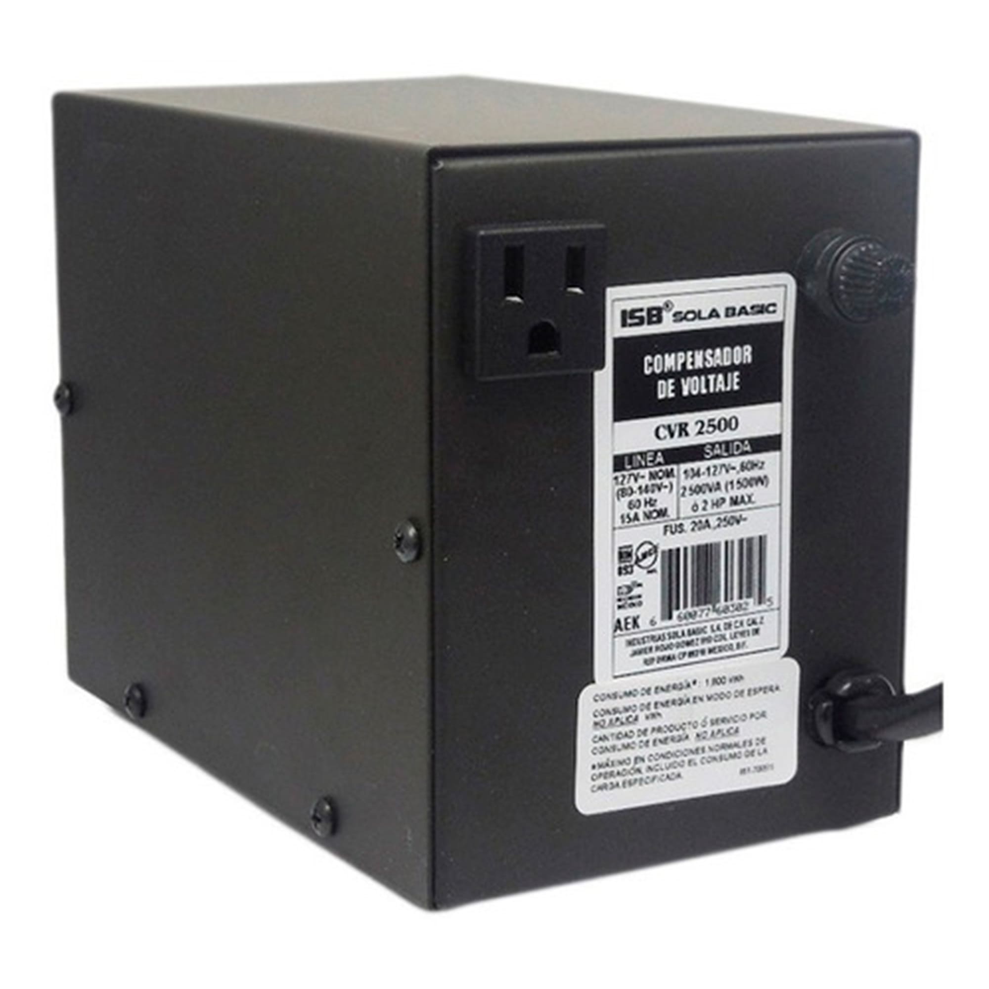 Regulador de Voltaje de 2500VA/1500W, Sola Basic CVR-2500 EE, con 1 Contacto, aplicaciones de Motor