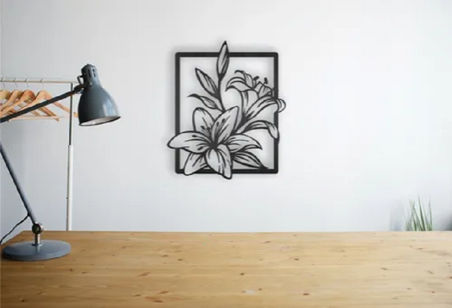 Cuadro Decorativo Flores Con Marco MDF 6mm 