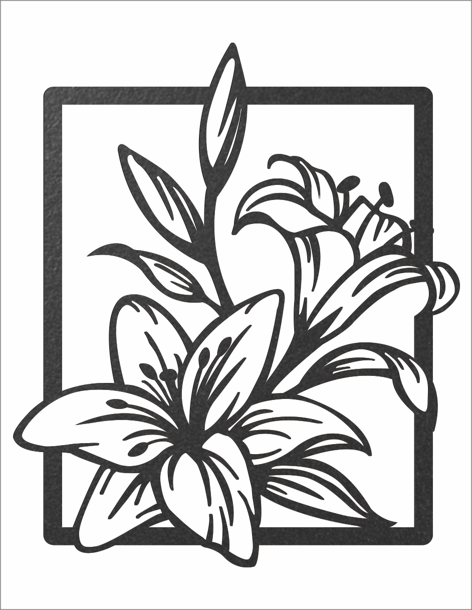 Cuadro Decorativo Flores Con Marco MDF 6mm 