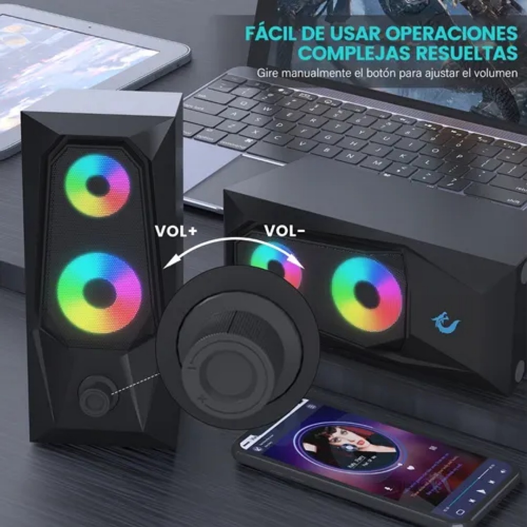Bocina Para Usb K7 Altavoces De Pc Con Luz Led Cambio De Rgb