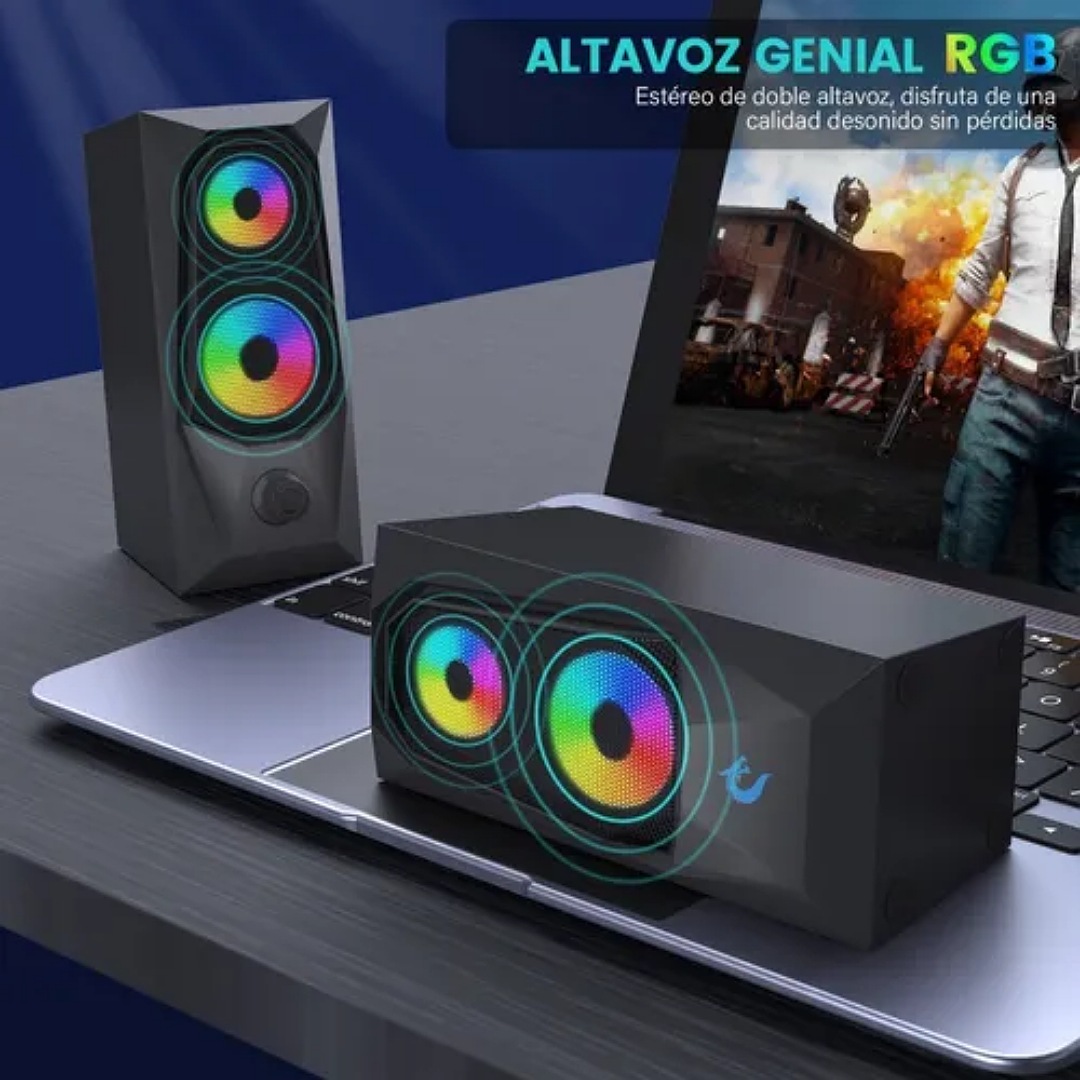 Bocina Para Usb K7 Altavoces De Pc Con Luz Led Cambio De Rgb