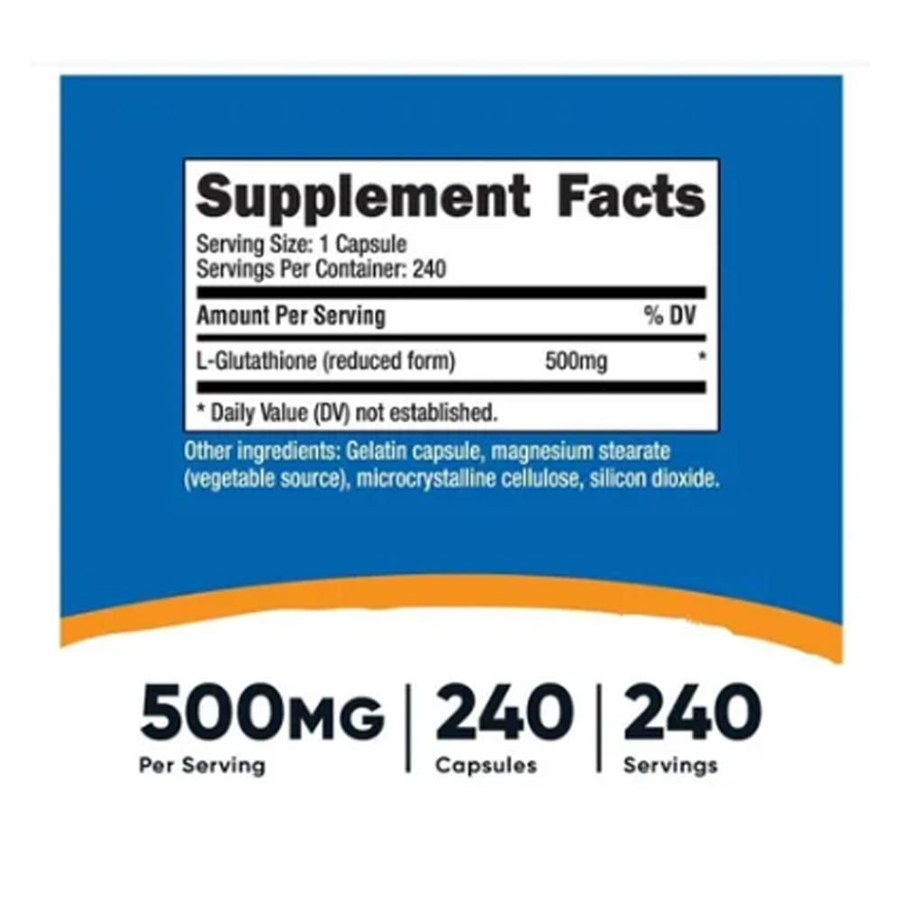  L Glutation 500mg Nutricost 240 capsulas Antioxidante 