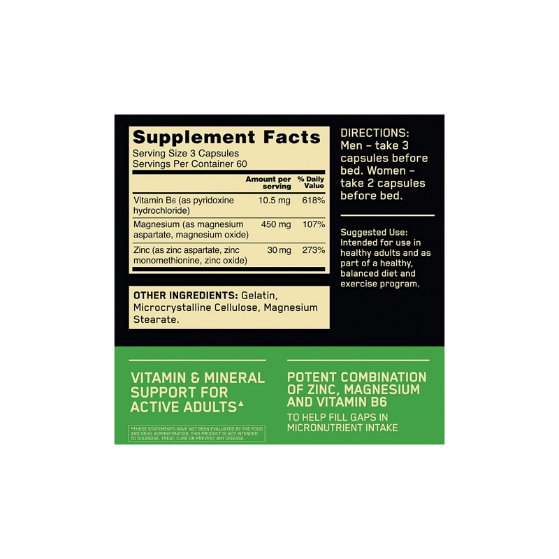 ZMA ON REGENERADOR Y POTENCIADOR MUSCULAR 90 Capsulas