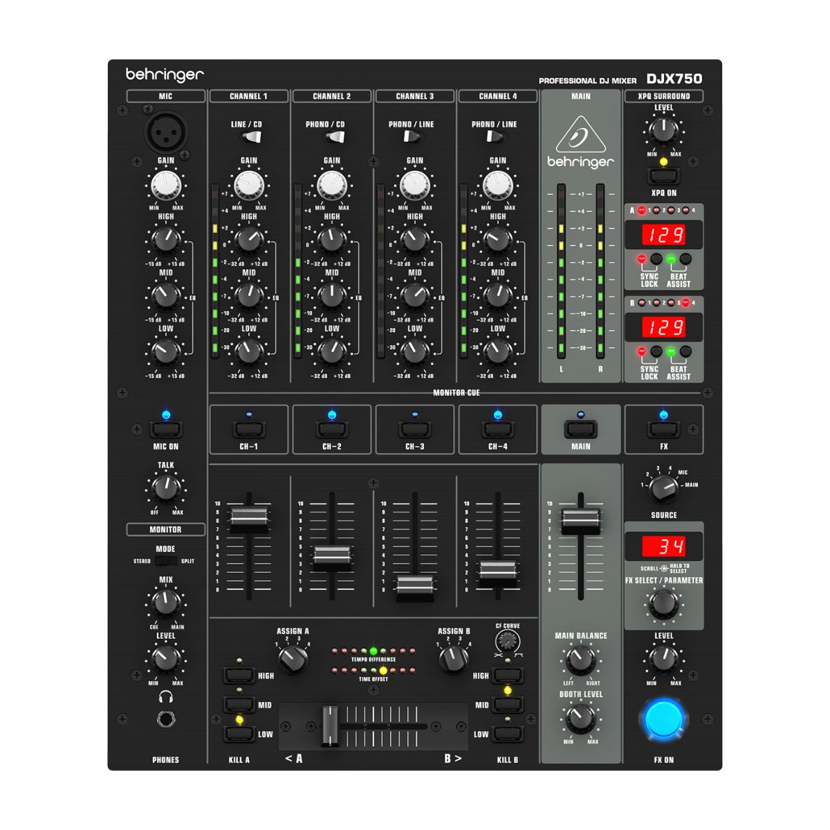 Mezcladora Dj Behringer Djx750 5 Canales Efectos Digitales.