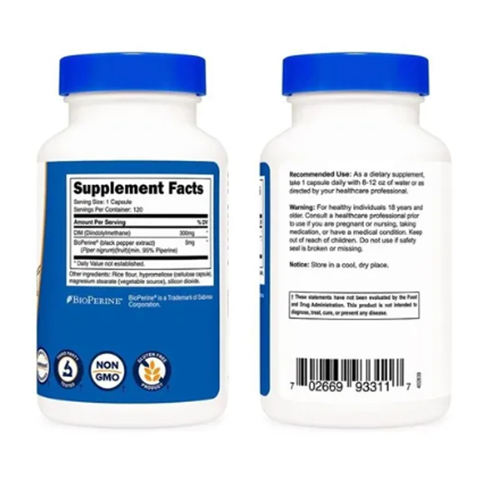 DIM 300mg Nutricost + Bioperina 5mg con 120 capsulas