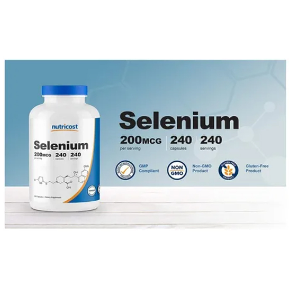 Selenio 200mcg Nutricost 240 tabletas selenium suplemento ayuda a glandula tiroidea