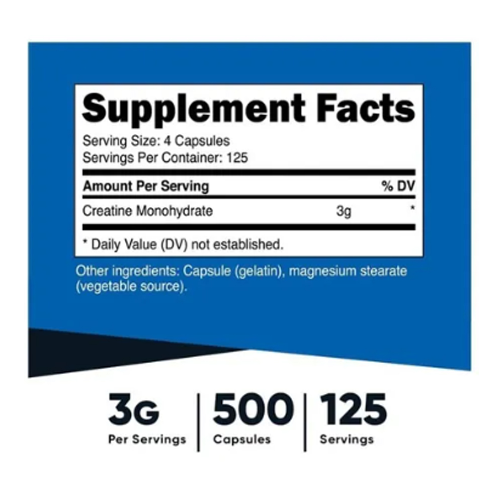 Creatina 750mg Nutricost Monohidratada Pura 500 capsulas Deportiva Natural 