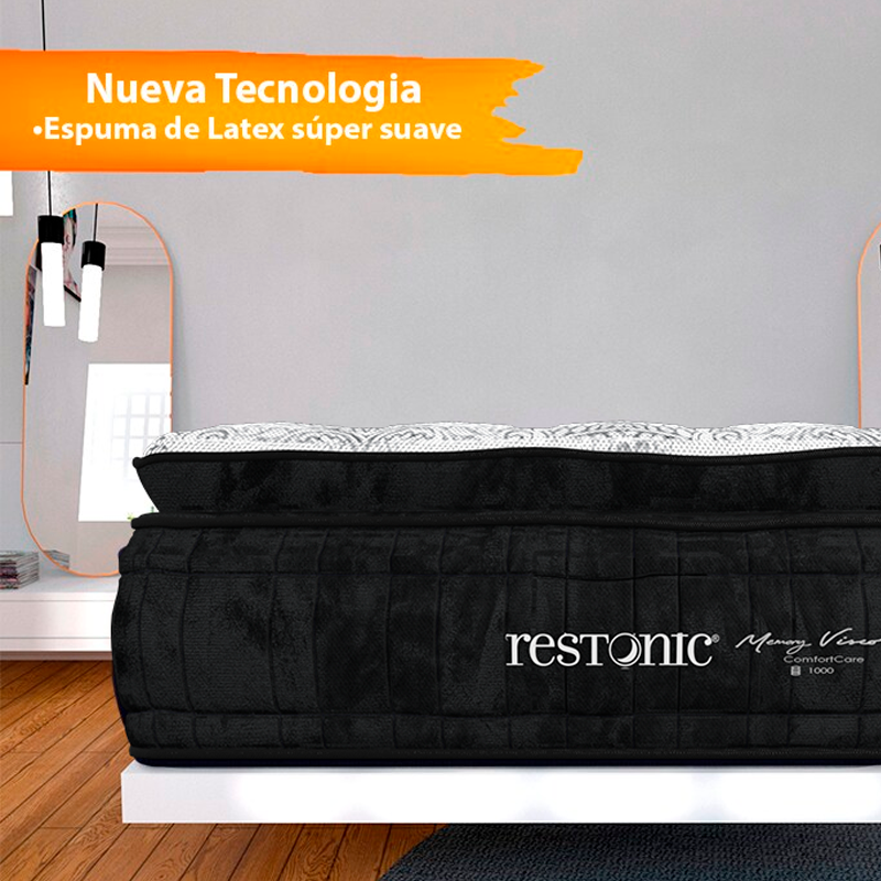 Colchón Matrimonial Restonic Malmo Lenin Con Mega Colchoneta Memory Foam Descanso Premium