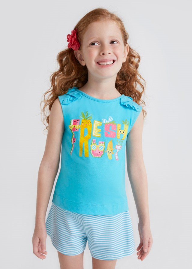Conjunto camiseta y short rayas marca Mayoral para niña 