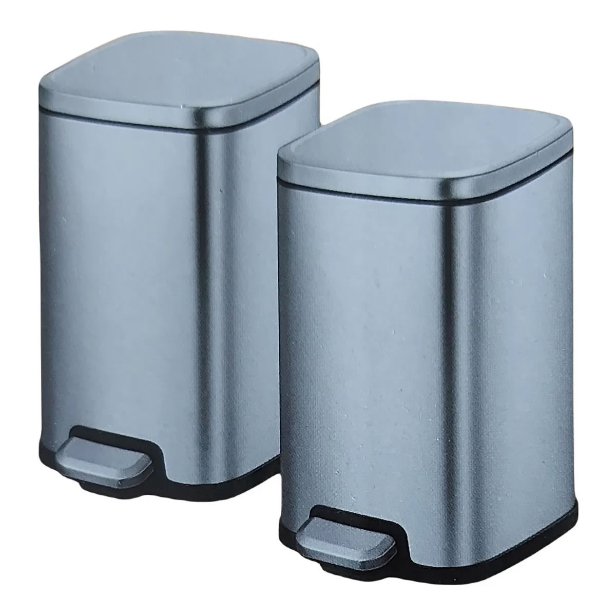 Kit de 2 Botes de Basura de Acero Inoxidable Eko 1510124 CST