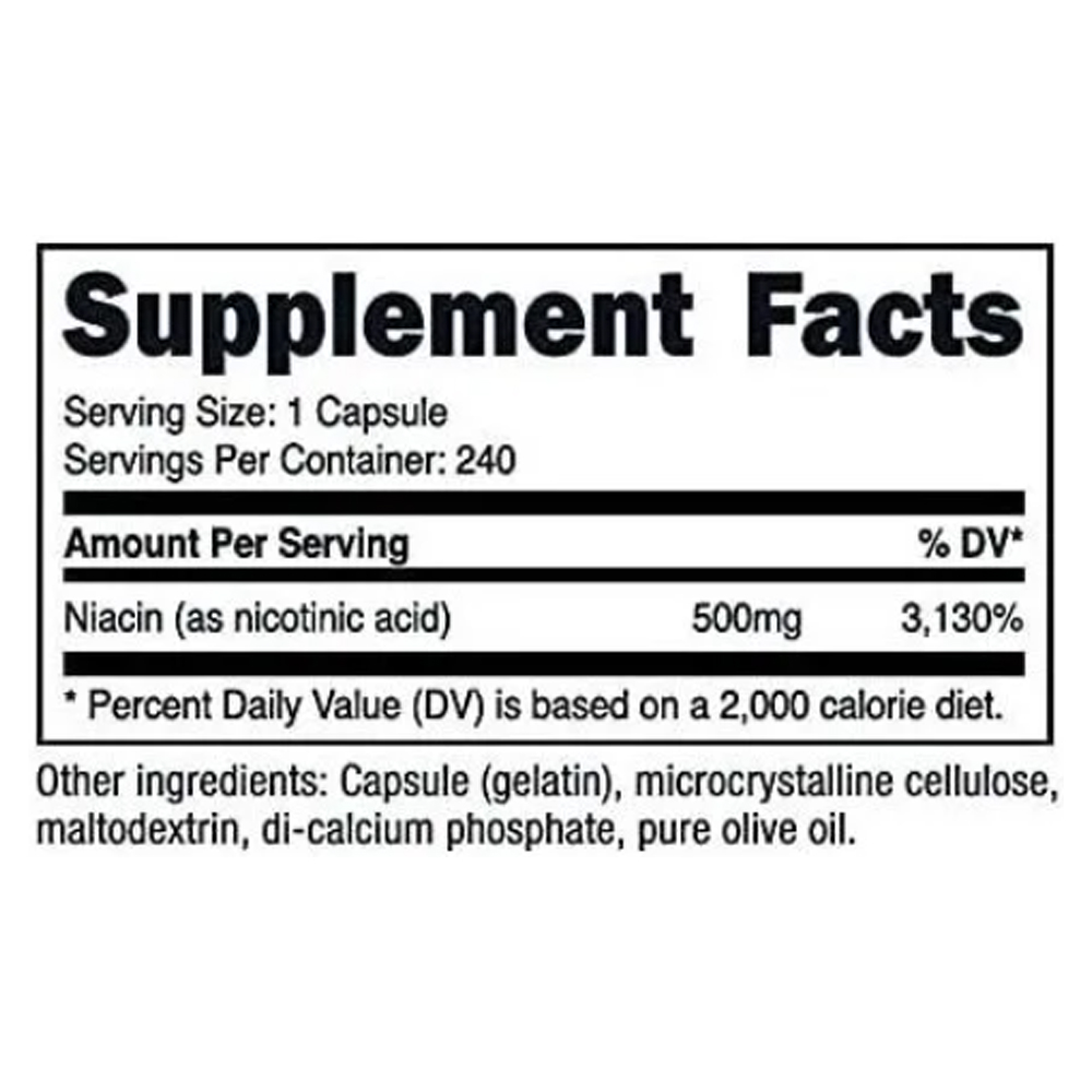 Niacin 500mg Nutricost 240 capsulas Niancina Vitamina B3