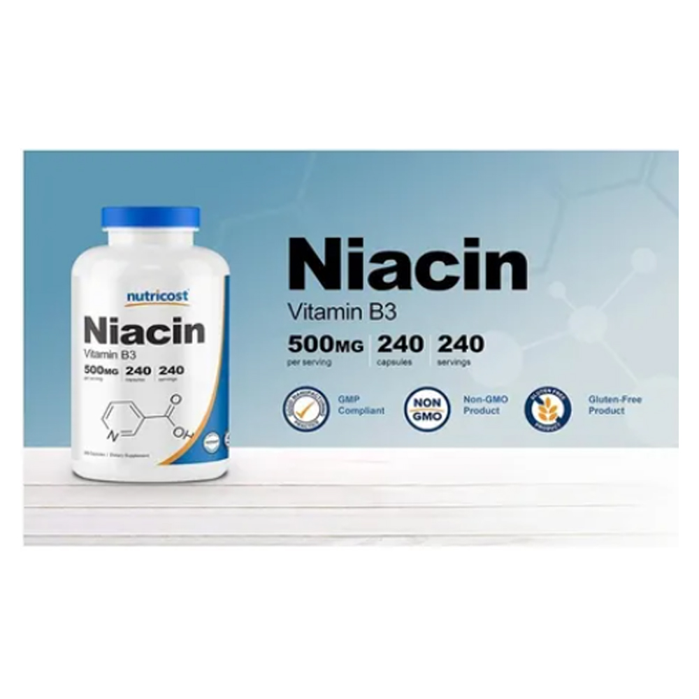 Niacin 500mg Nutricost 240 capsulas Niancina Vitamina B3